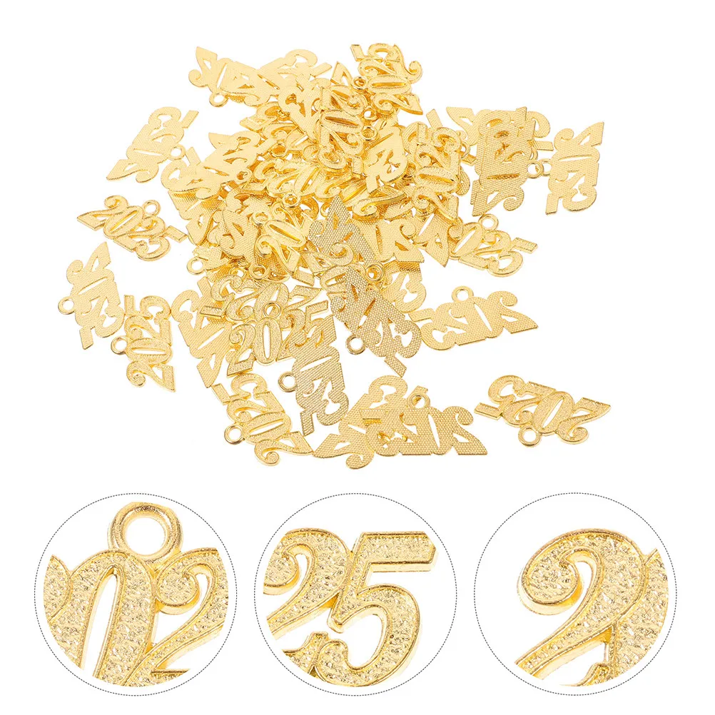 

50Pcs Number Charms Graduation Year 2025 Mini Metal Pendants for DIY Jewelry Making Bracelets Necklaces Earrings Keychain