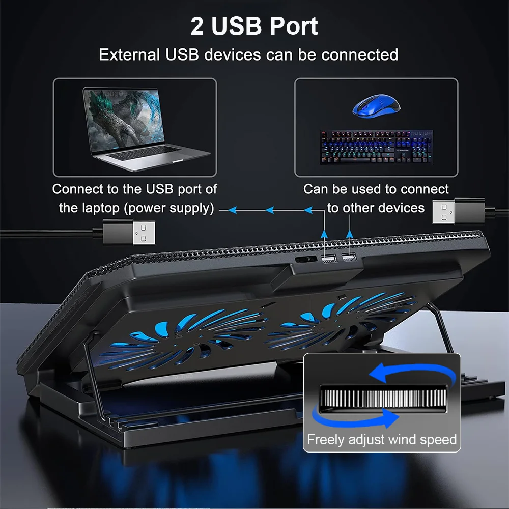 Imagem -06 - Alumínio Alloy Laptop Cooler Stand Cooling Pads Ventilador para Jogos Macbook Air Pro Dell 1217