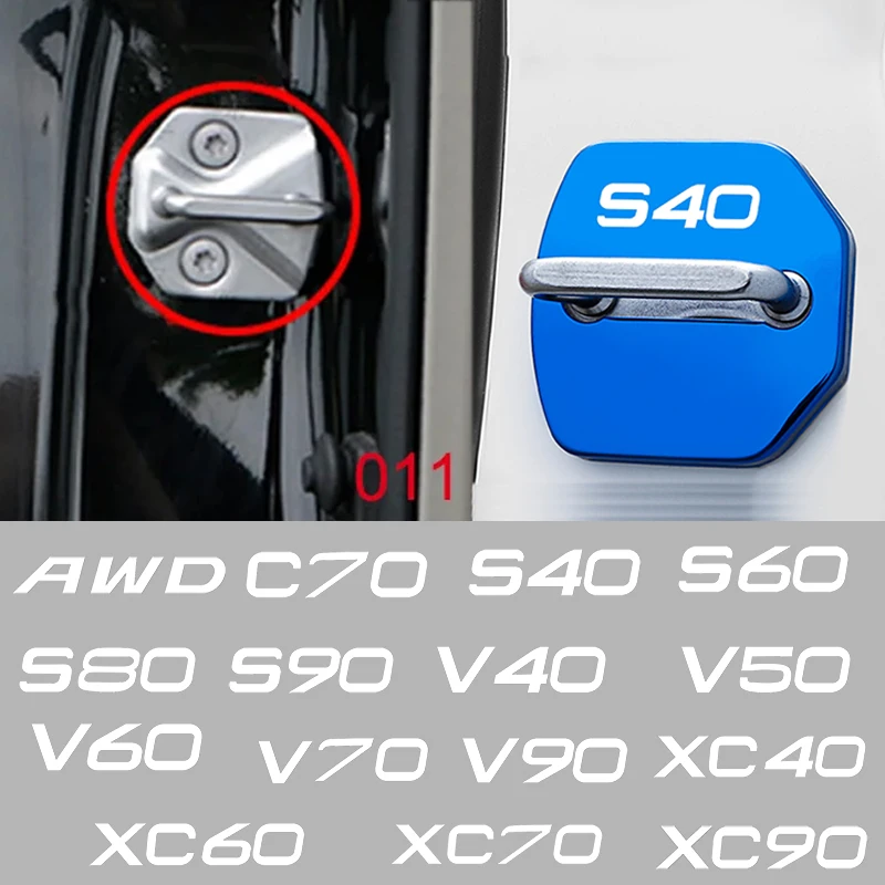 4pcs Car Door Lock Cover Case Stickers Decals for Volvo V90 XC40 XC60 XC70 AWD C30 C70 S40 S60 S80 S90 T6 V40 V50 V60 V70 XC90