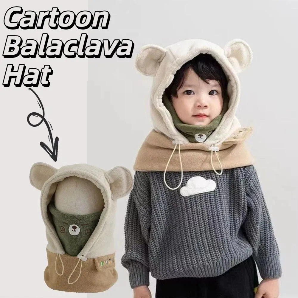 

Face Cover 3 in 1 Cute Winter Hats Mask&Scarf Plush One-piece Hats Soft Thickened Cartoon Animal Beanie Hats Cold Weather