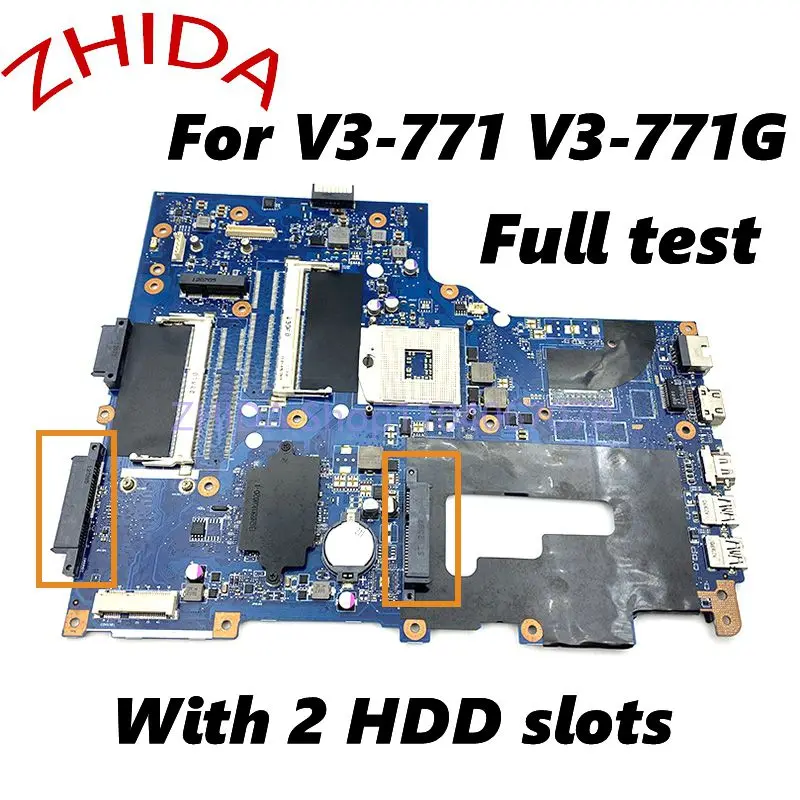Para la placa base del ordenador portátil Acer aspire V3-771 V3-771G HM77 DDR3 con 2 ranuras HDD NBRYR11001 NB.RYR11.001 VA70 VG70
