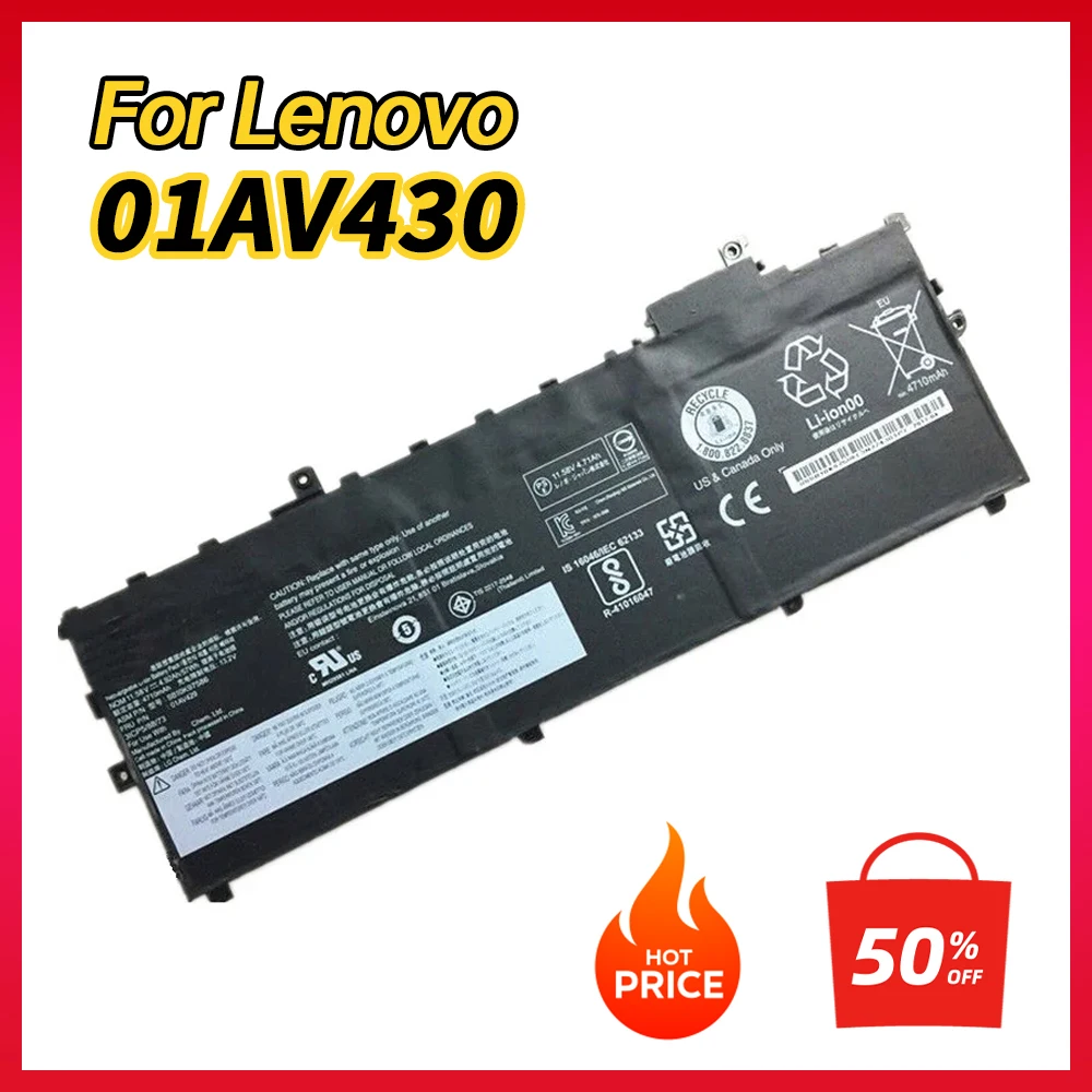 

100% НОВЫЙ Оригинальный аккумулятор 01AV430 01AV431 01AV494 для ноутбуков Lenovo ThinkPad X1 Carbon 5-го поколения 2017, 6-го поколения 2018, X1C, SB10K97586
