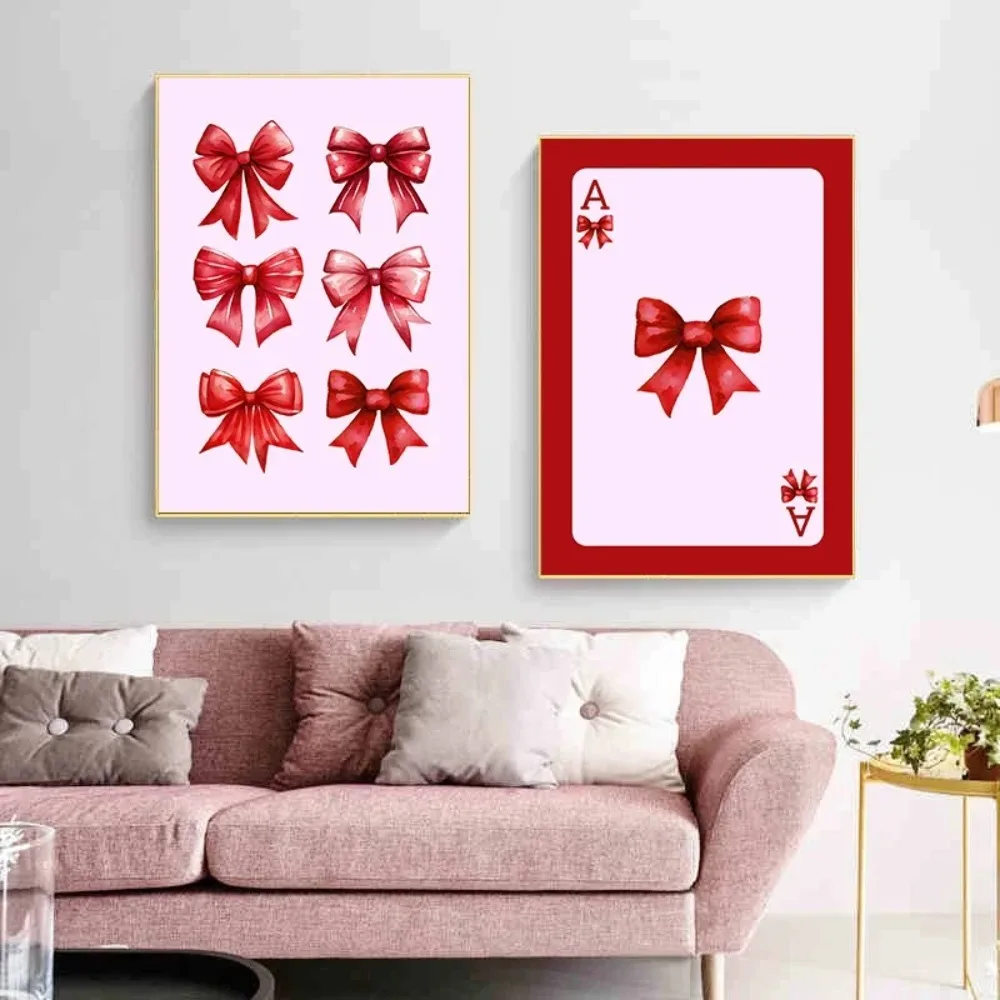 Pink Bows Canvas Painting Wall Art Cherry Disco Ball Zebra Poster Preppy Girl Room Home Decor
