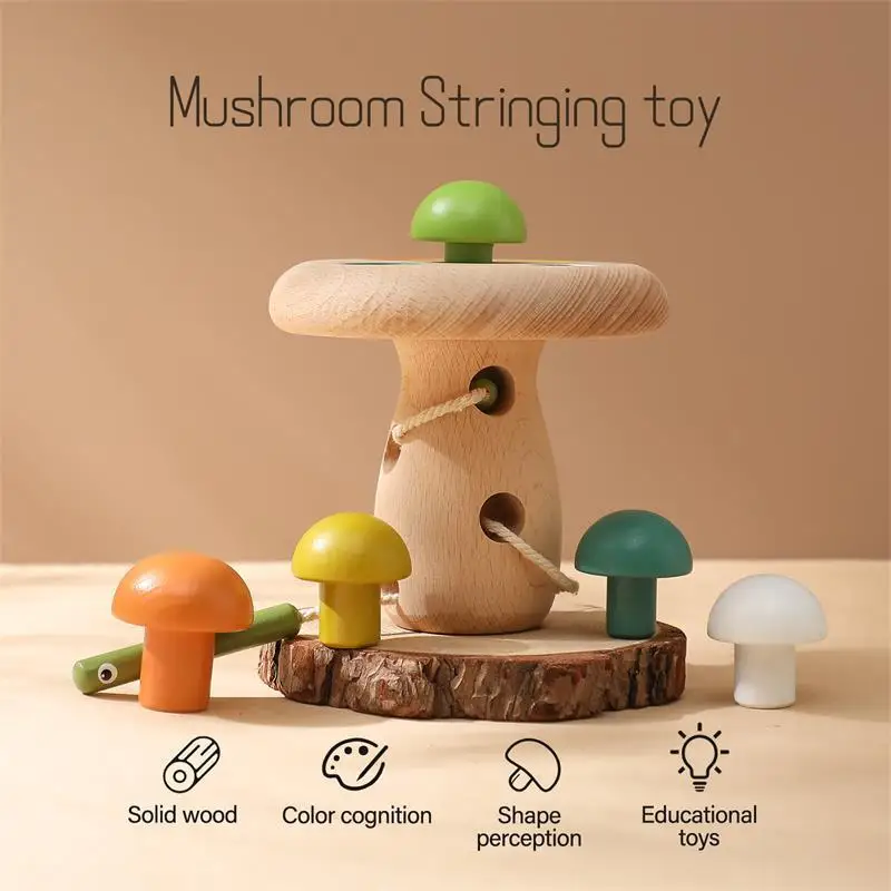 Wooden Toy Rattle Montessori Threading Board Educational Toy 3d Puzzle Game Threading Toy For Boy Children Gifts Educational Toy