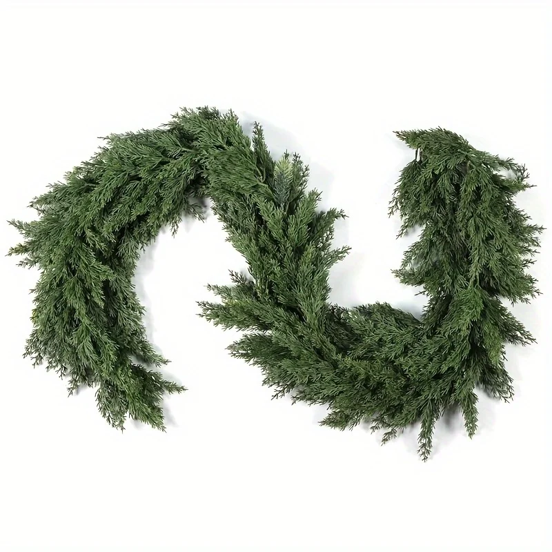 Extra Long Christmas Home Pine Vine Wreath with Soft Touch Greenery, Suitable for Holiday Decorations, Halloween, Thanksgiving