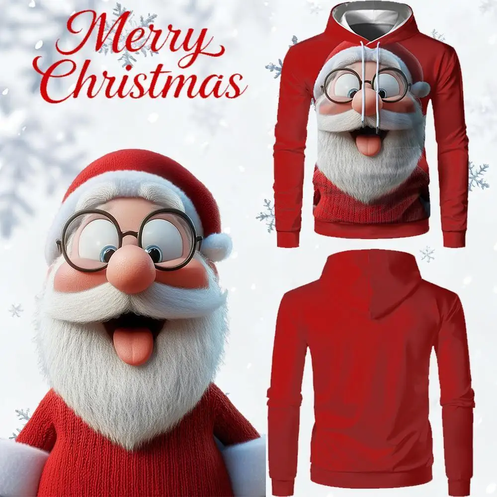 

Santa Claus 3D Printed Hoodie Autumn And Winter Casual Fashion Pullover Unisex Christmas Gift Large Size Loose Sweatshirt