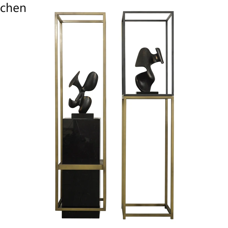 

ZML Floor Marble Sculpture Base Hotel Mall Office Building Aisle Ornament Display Window Stand Stone Pillar Base