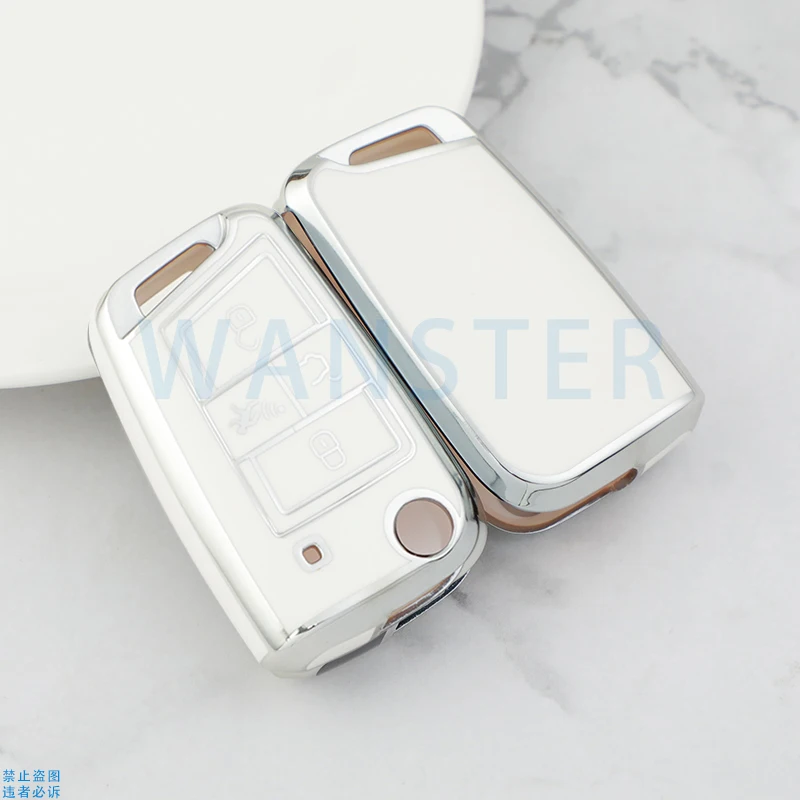 4 BOTTONS Silver Tpu Car Key Case Cover for VW 2016 2017 2018 2019 2020 Golf 7 ALLTRACK MK7 for Skoda Octavia A7 Accessories