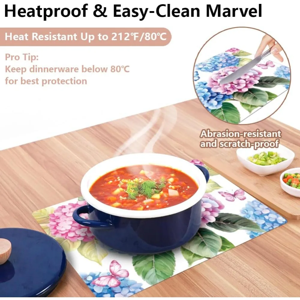 مجموعة مفارش زهور الكوبية والفراشات مكونة من 6,12 بوصة × 17 بوصة حصير طاولة قابل للغسل مقاوم للماء للمزرعة الداخلية والخارجية p