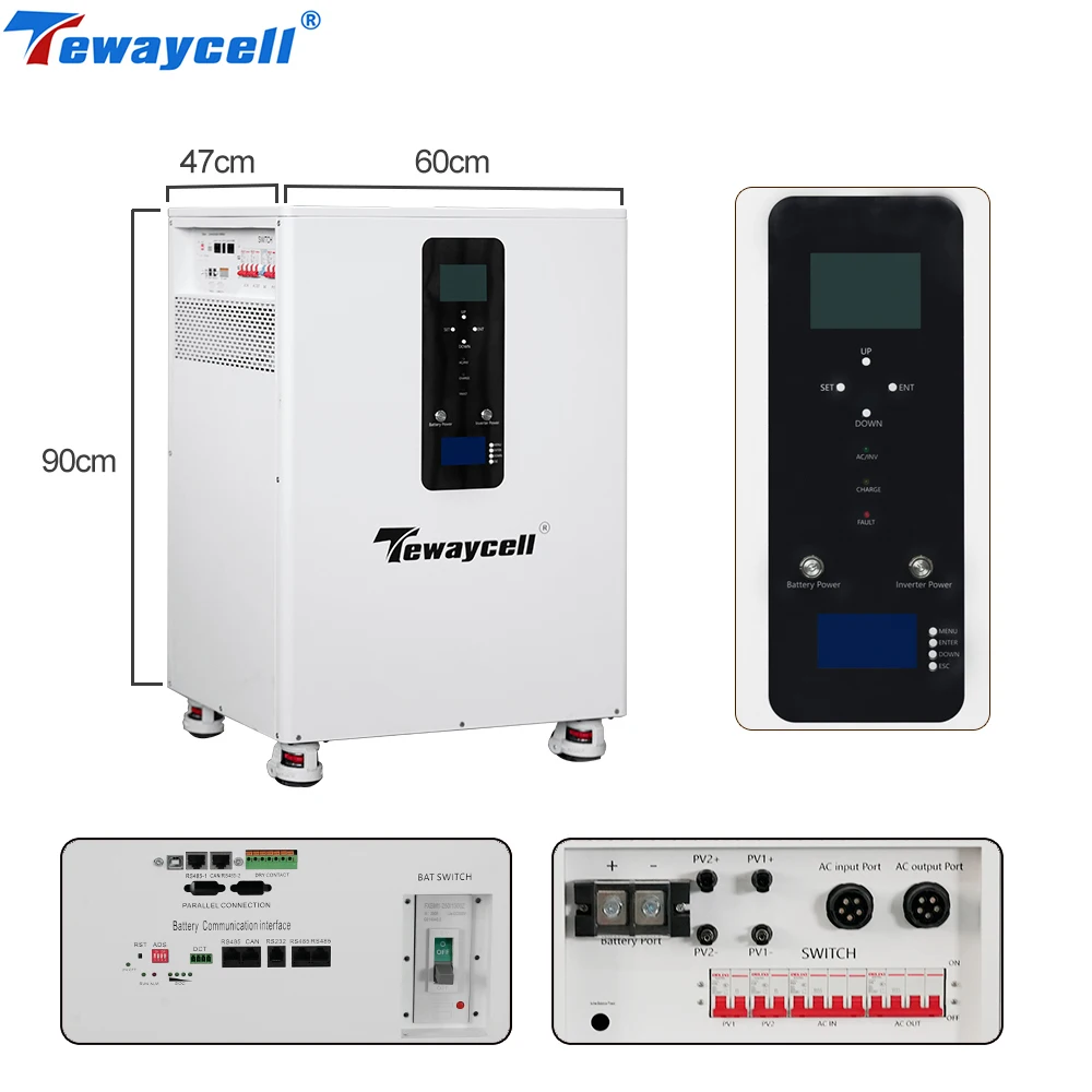 Tewaycell Three-Phase 20KWh 15KWh AC380V All in One LiFePO4 Battery 51.2V Home Solar System Built-in 10KW Inverter Mobile ESS