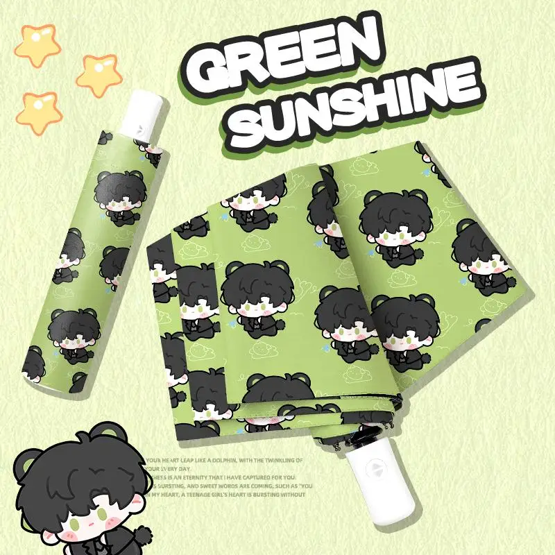 

Love and Deepspace Li Shen Ita Umbrella - Automatic UV Protection Sunshade, Black Vinyl 2-in-1 Rain & Sun Umbrella for Women