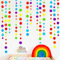 Rainbow Garland Colorful Circle Polka Dots Heart Hanging Paper Streamer Triangle Banner Fiesta Birthday Bachelorette Decorations
