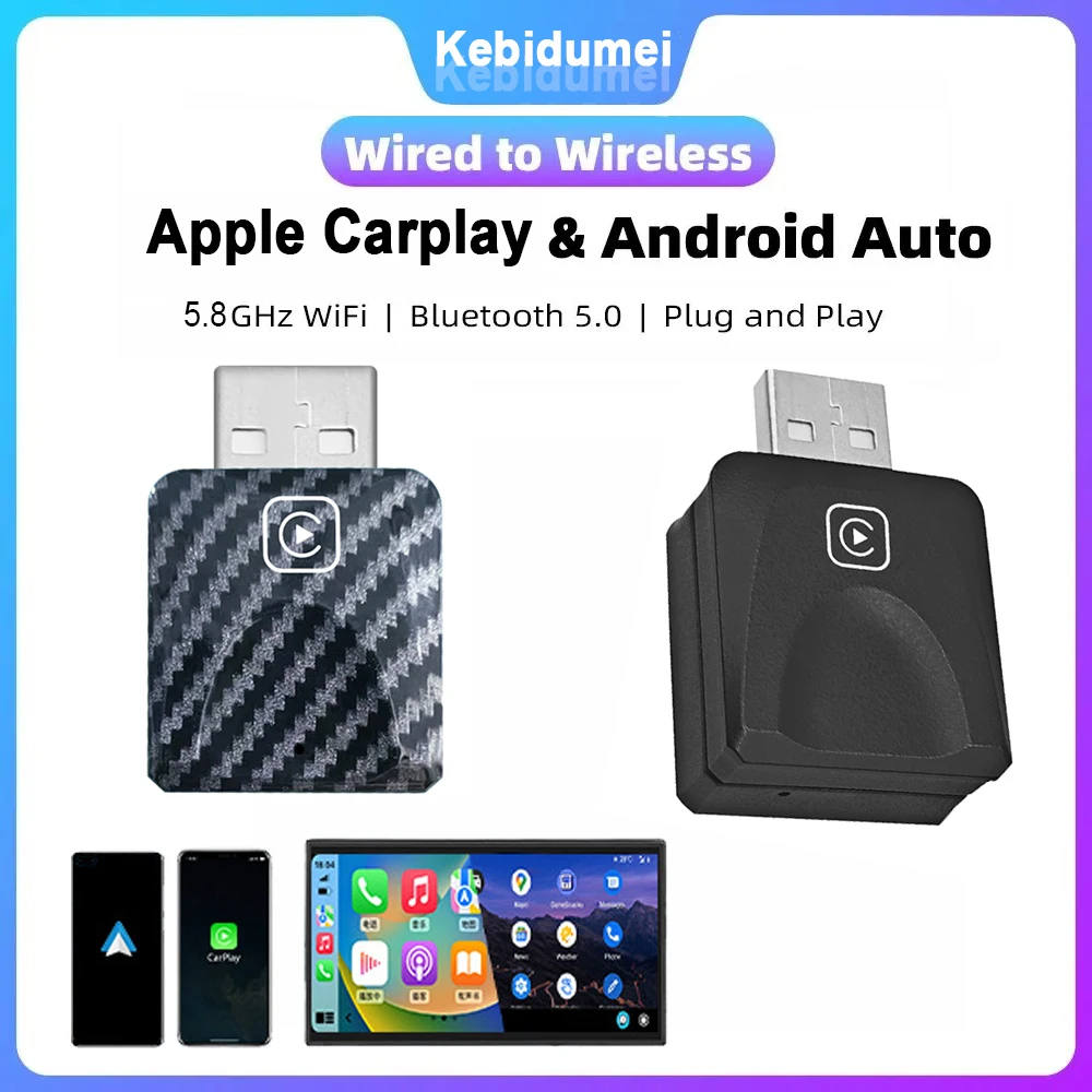 Wired to Wireless Carplay for Apple & Android Auto Mini Adapter Plug And Play Smart Dongle 2in1 For Volvo Benz Cadillac Jeep