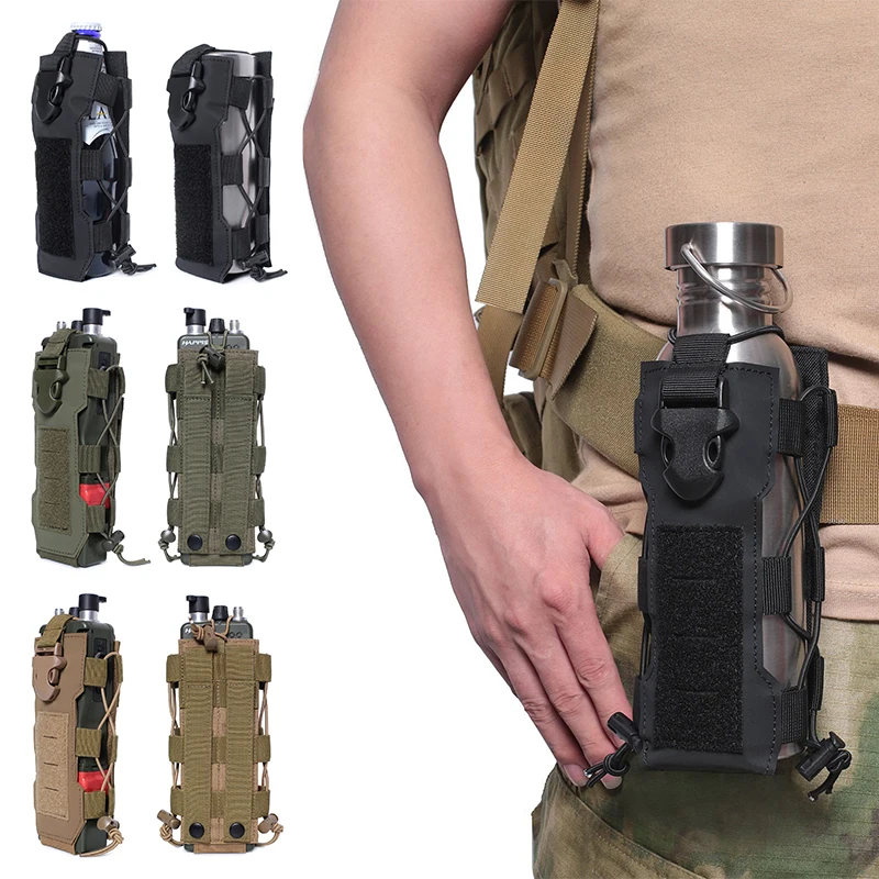 

Molle Bag Tactical Water Bottle Pouch Bag Outdoor Hiking cycling Drawstring Water Bottle Holder Kettle Carrier Bag