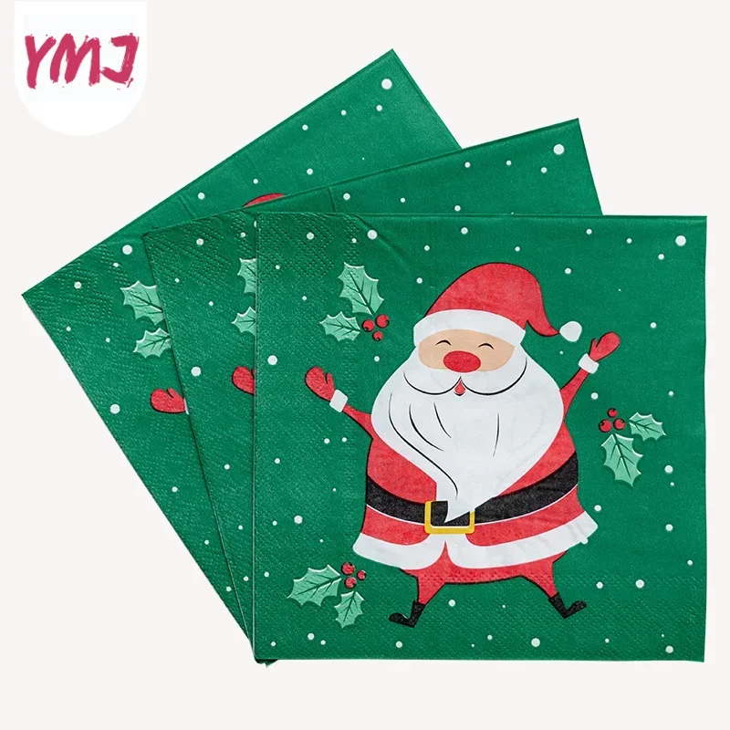 Santa Claus printing napkins disposable hotel restaurant party decoration log paddle dinner paper 2-Ply 20pcs/Pac 33*33cm