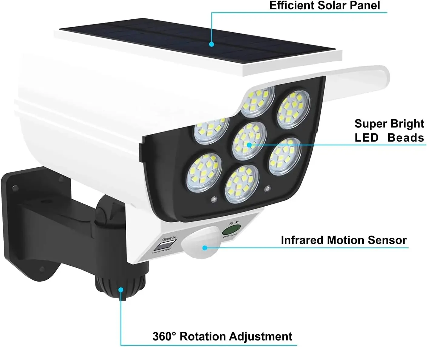 Solar Motion Sensor Light with Remote, 2000 Lumens IP66 Waterproof for Outdoor Security