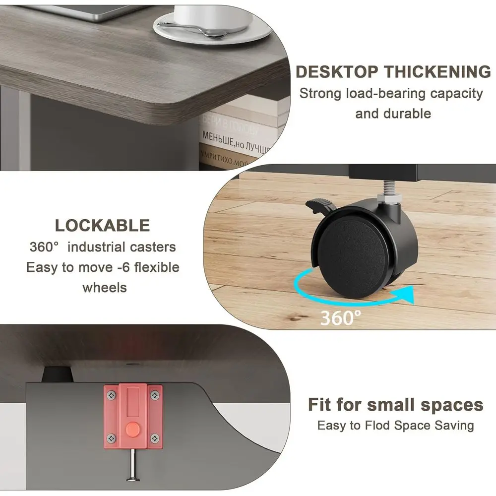 Folding Dining Table, Drop Leaf Dining Table for 4, Foldable Kitchen Table with 6 Wheels and 2 Storage Shelf, Space Saving Table