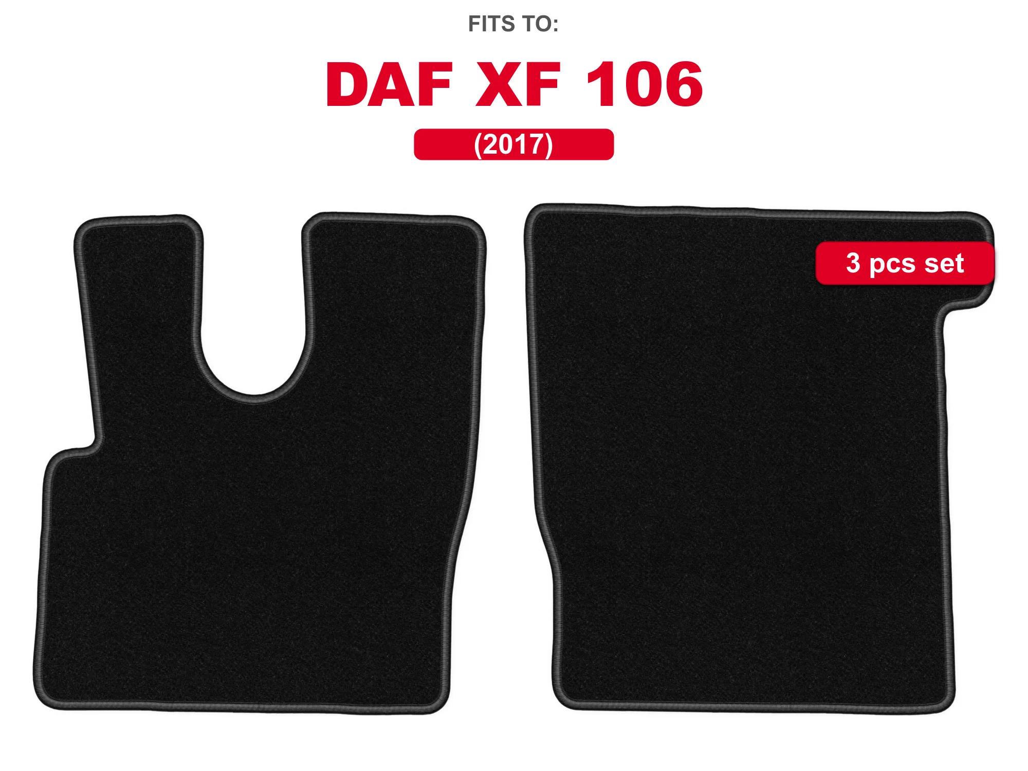 Zwarte velours vloermatten voor: Daf XF 106 2017 Automatische auto vloermattenset voor voertuigvloer