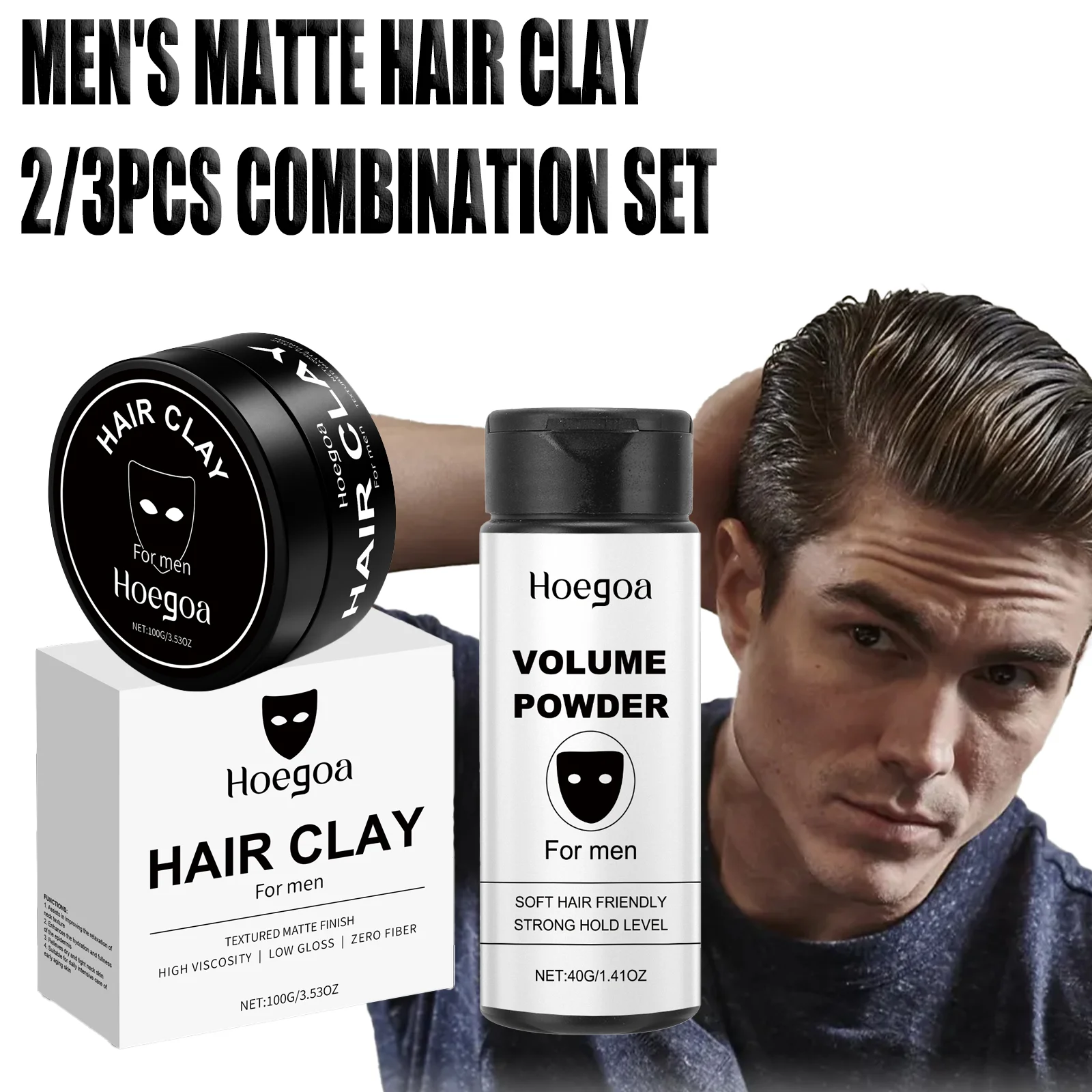 Men Hair Clay 100g Matte Finish Strong Hold Styling Mud Natural Look Textured Hair No Sticky Feel For Mens Hairstyle