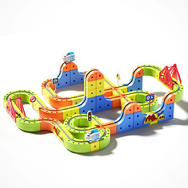 ชุดรถไฟบล็อกแม่เหล็กไฟฟ้า Amazing Track Cube รถไฟความเร็วสูง รถรางต้านแรงโน้มถ่วง ของเล่นแบบจำลองยานพาหนะ