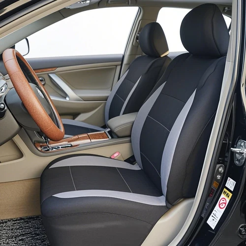 Imagen 2 del producto Fundas de poliéster para asientos de coche, juego completo de fundas de asiento de tamaño Universal, aptas para la mayoría de los coches, SUV, camiones, furgonetas, accesorios interiores para coche