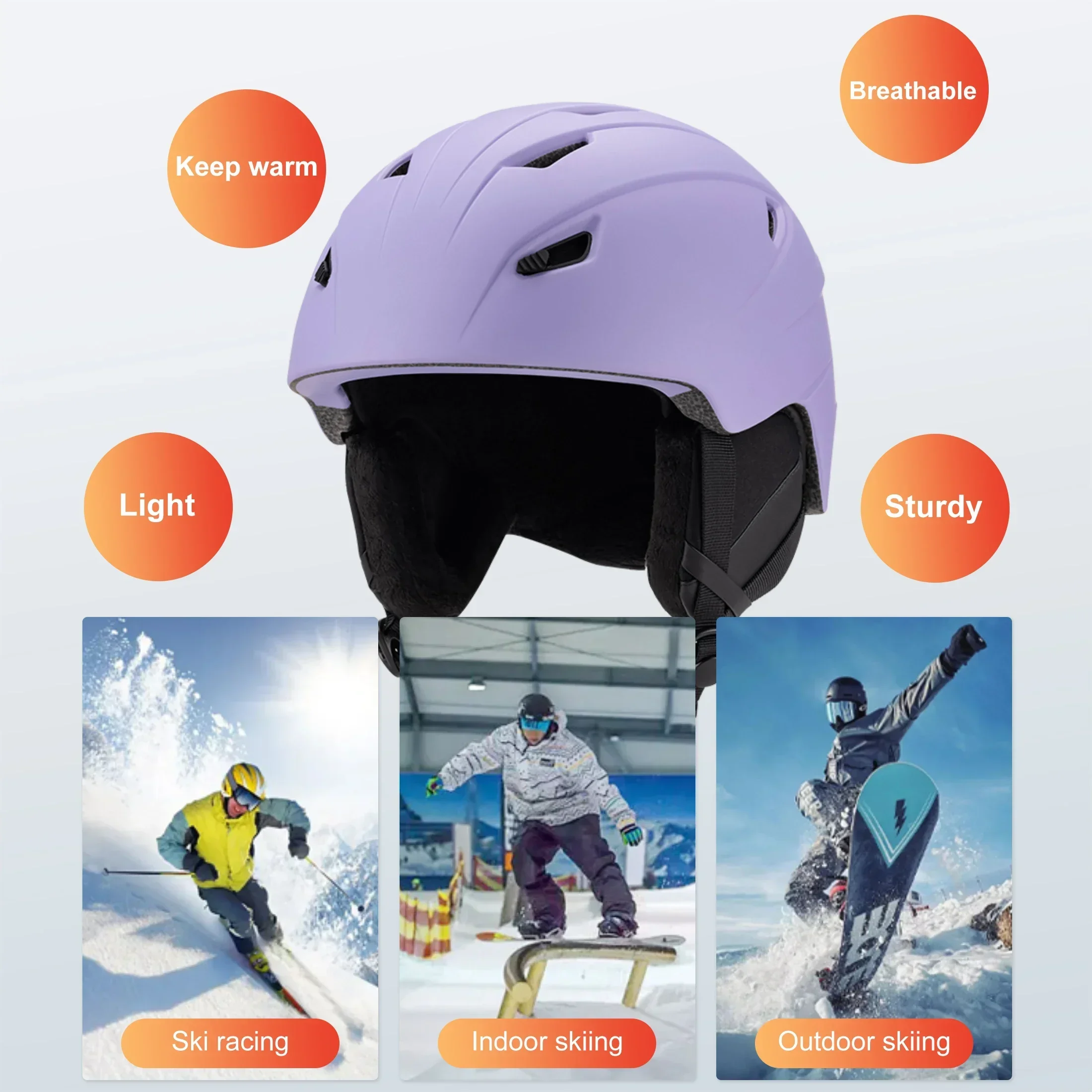 Seeker Ski Helmet Women Men Alpine Snowboard Winter Helmet Ski Adult Women's Ski Hat One-piece Lightweight Half Face Ski Helmets