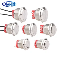 16/19/22mm Waterproof Metal Push Button Switches Latching Locking 1NO Brass nickel plated With Wires/Pin/Screw Terminal