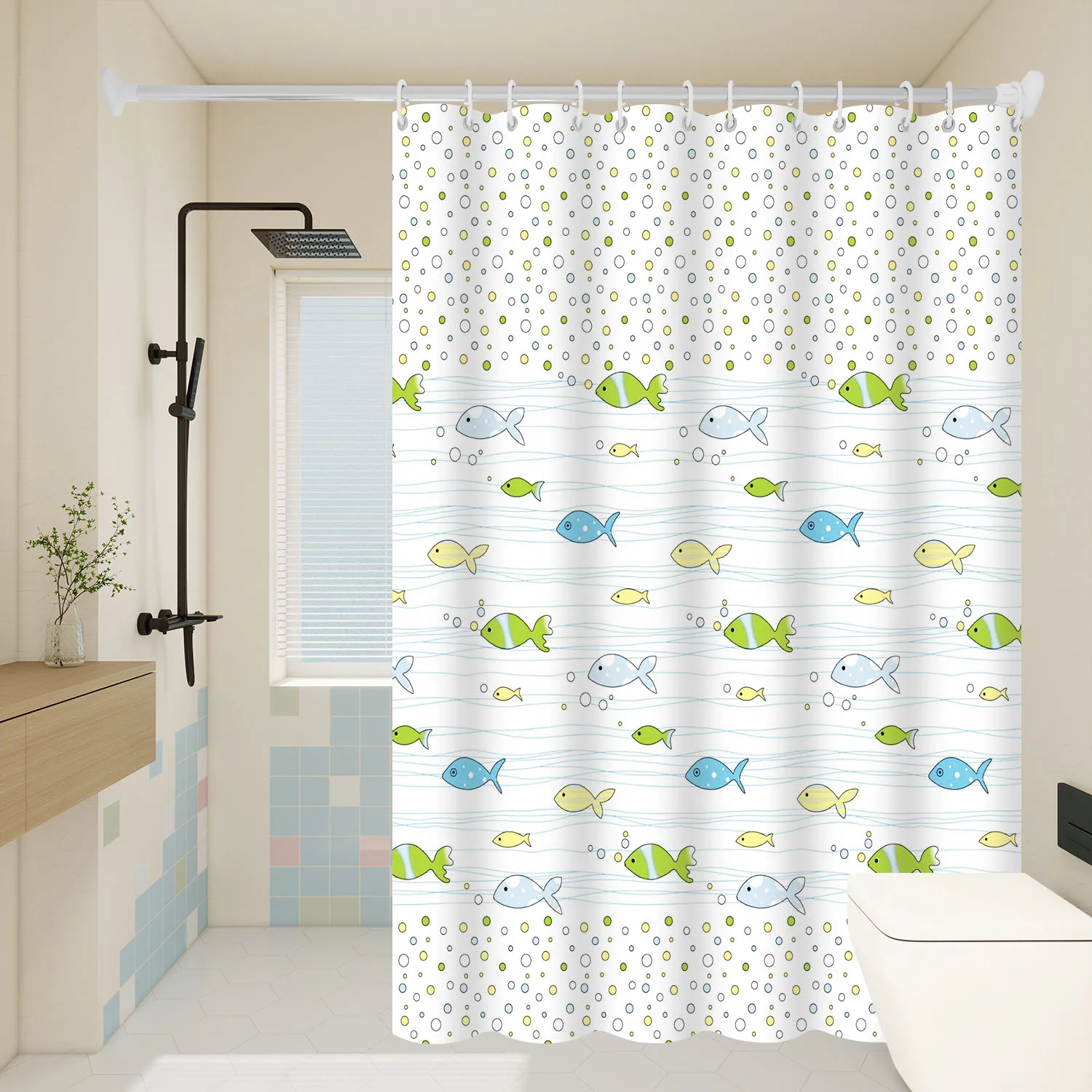 1pc Ocean Cute Tropical Fish Shower Curtain Waterproof PEVA Beach Bathroom Accessories Personalized Design