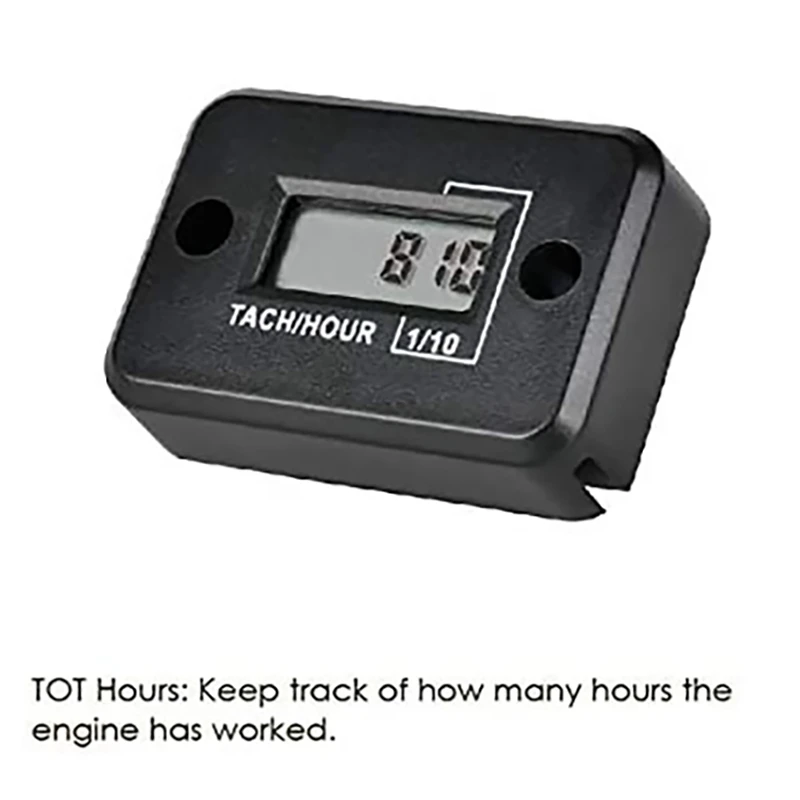 Tach Hour Meter Digital Inductive Tachometer Powerful Measuring Waterproof Design For Gas Engine Generator (2/4 Stroke)