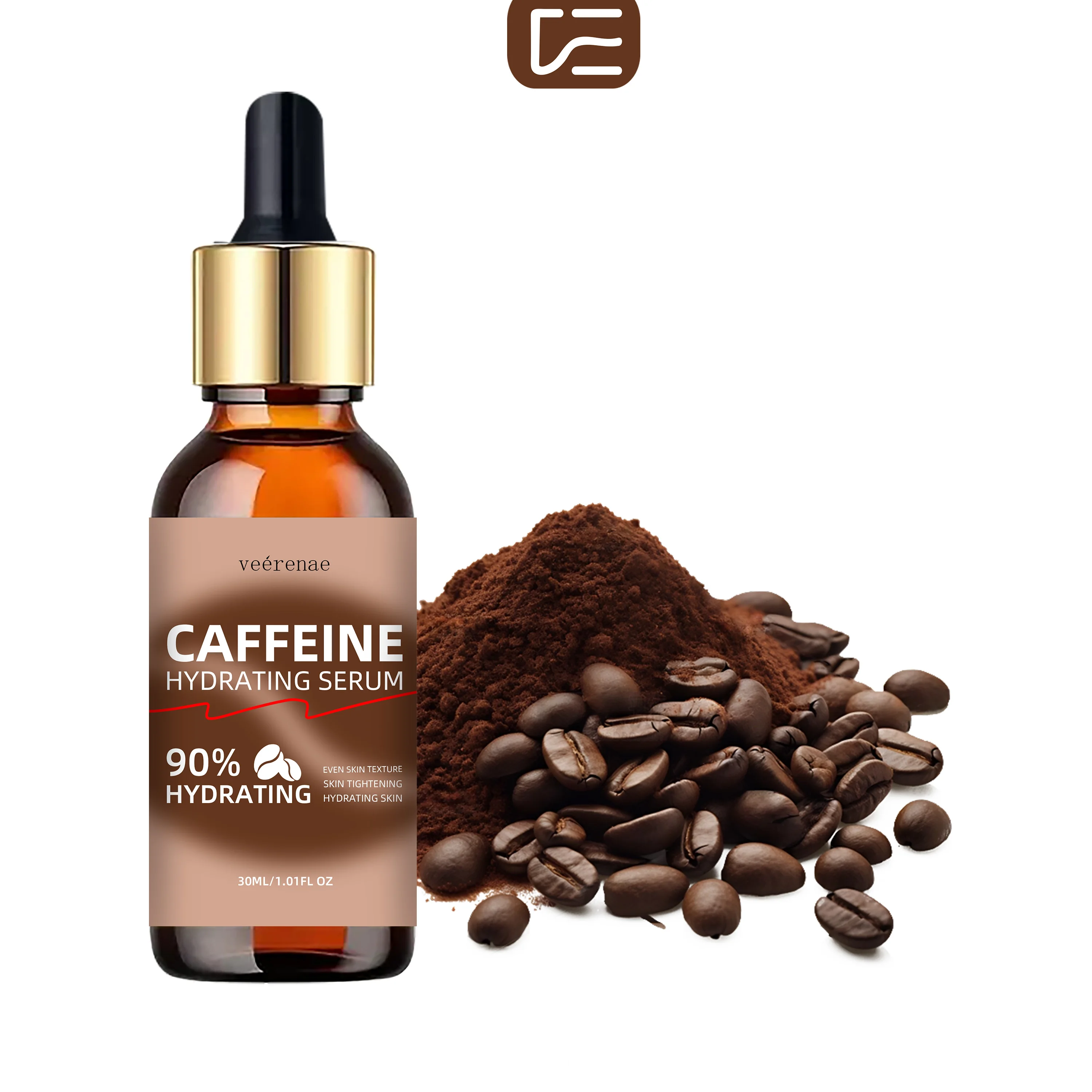 Suero Hidratante con Cafeína veérenae, Hidratación 24H, Rellena Visiblemente la Piel. Apto para todos los tonos de piel. No Grasoso