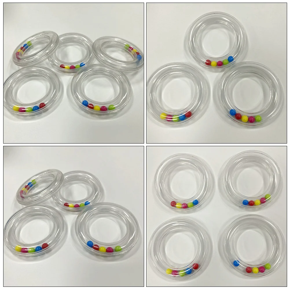 4 Pcs Transparent Circle Baby Hand Rattles Bell Kindergarten Toddler Handbell Handheld Ring Kids Toys