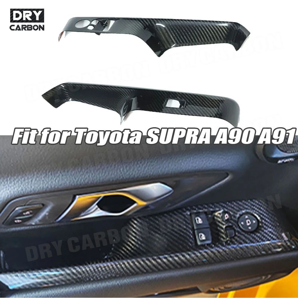 

Dry Carbon Fiber Interiors Window Switch Panel Cover Trim For Toyota Supra A90 2019+ For Toyota Interior Car Accessories
