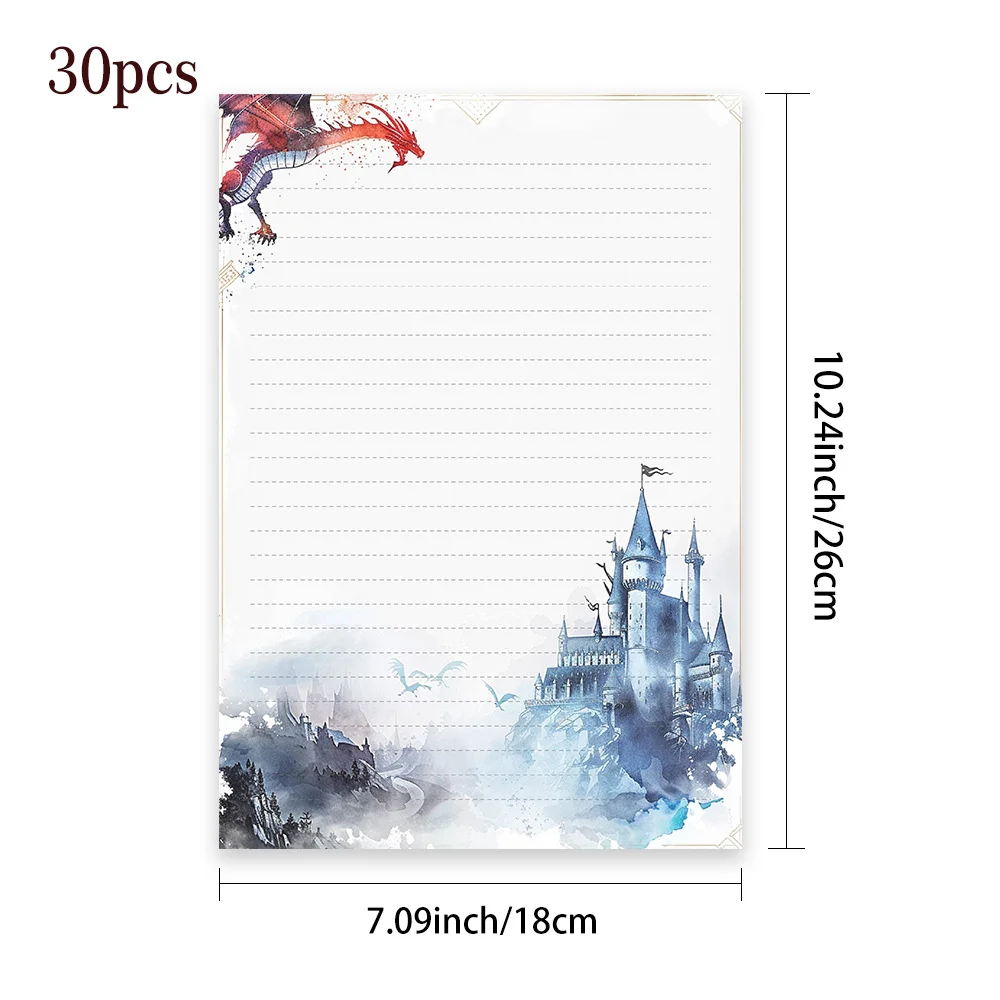 30 Sheets, B5 French Vintage Magical Style Writing Paper, Lined, No Adhesive, Very Suitable For Notebooks, Memos, And Stickers
