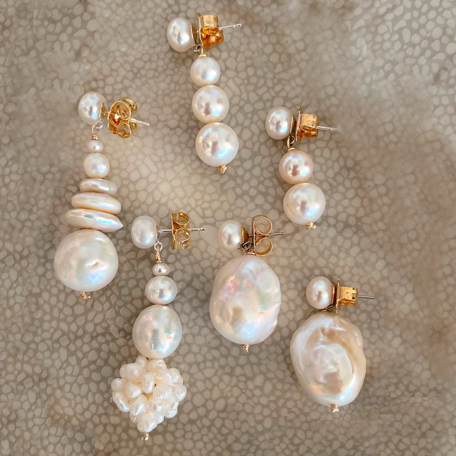 Natural freshwater Baroque pearl earrings vintage simple earrings for women's party earrings 2023  Fine Jewelry Gifts for Women