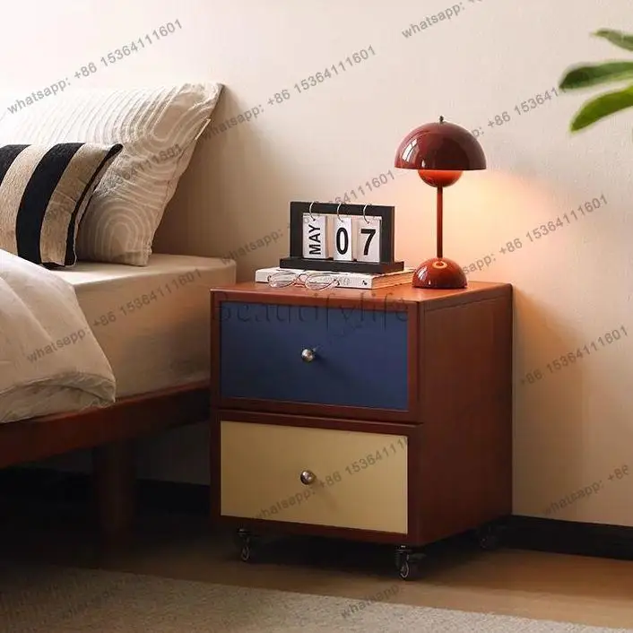 XX. Medieval color matching bedside table removable storage modern roller drawer cabinet