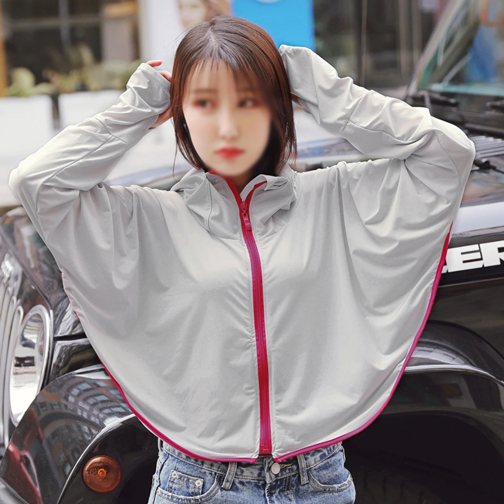 

Durable Sun Protection Clothing Women Breathable Sunscreen Cloak Comfortable Wear For Cycling Beach Holiday Grey