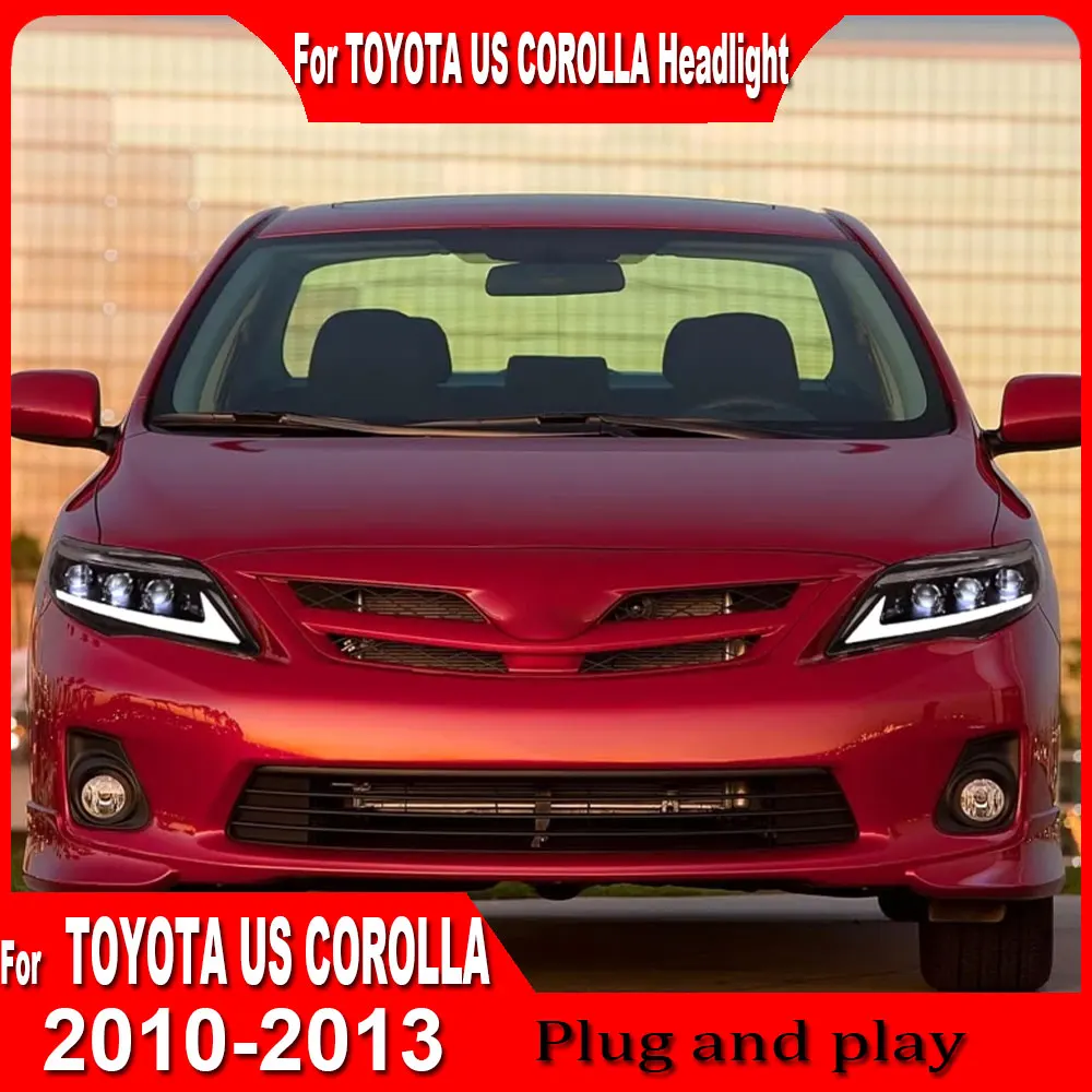 Car Headlights For Toyota US Corolla Headlight 2010 2011 2012 2013 Upgrade Modified New DRL Dynamic Turn Signal LED Headlight