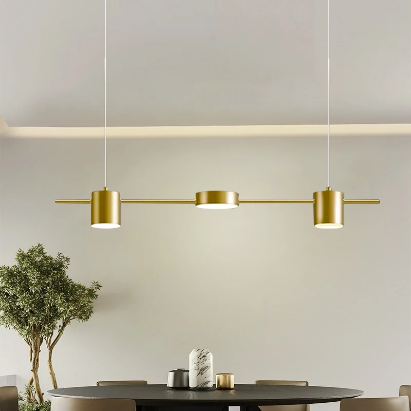 Moderne minimalistische LED-Deckenpendelleuchte für Wohnzimmer, Küchenpendelleuchte, kreative dimmbare Innenbeleuchtung, Gold/Schwarz