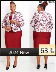 Vestidos africanos para mulheres, Tops e vestido, Design elegante, Terno de senhora do escritório, roupas, nova chegada, 2 pcs set, 2023