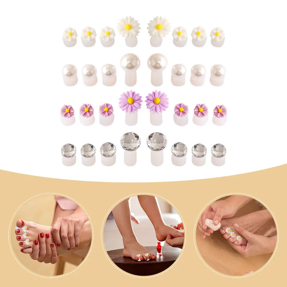 32 pçs pés separadores de dedo do pé portátil reutilizável ferramentas da arte do prego para salão manicure pedicure alinhamento manutenção separadores de dedo do pé
