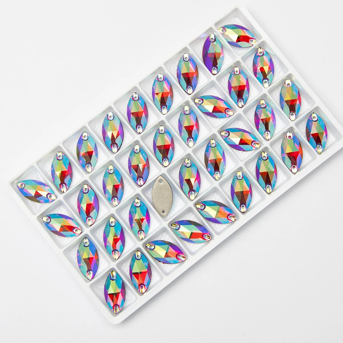 6A Effects AB 3223 Strass Navette Kristallglas-Strasssteine zum Aufnähen für Kleidungsstücke, Handarbeiten und Kleiderdekoration – Detail 6
