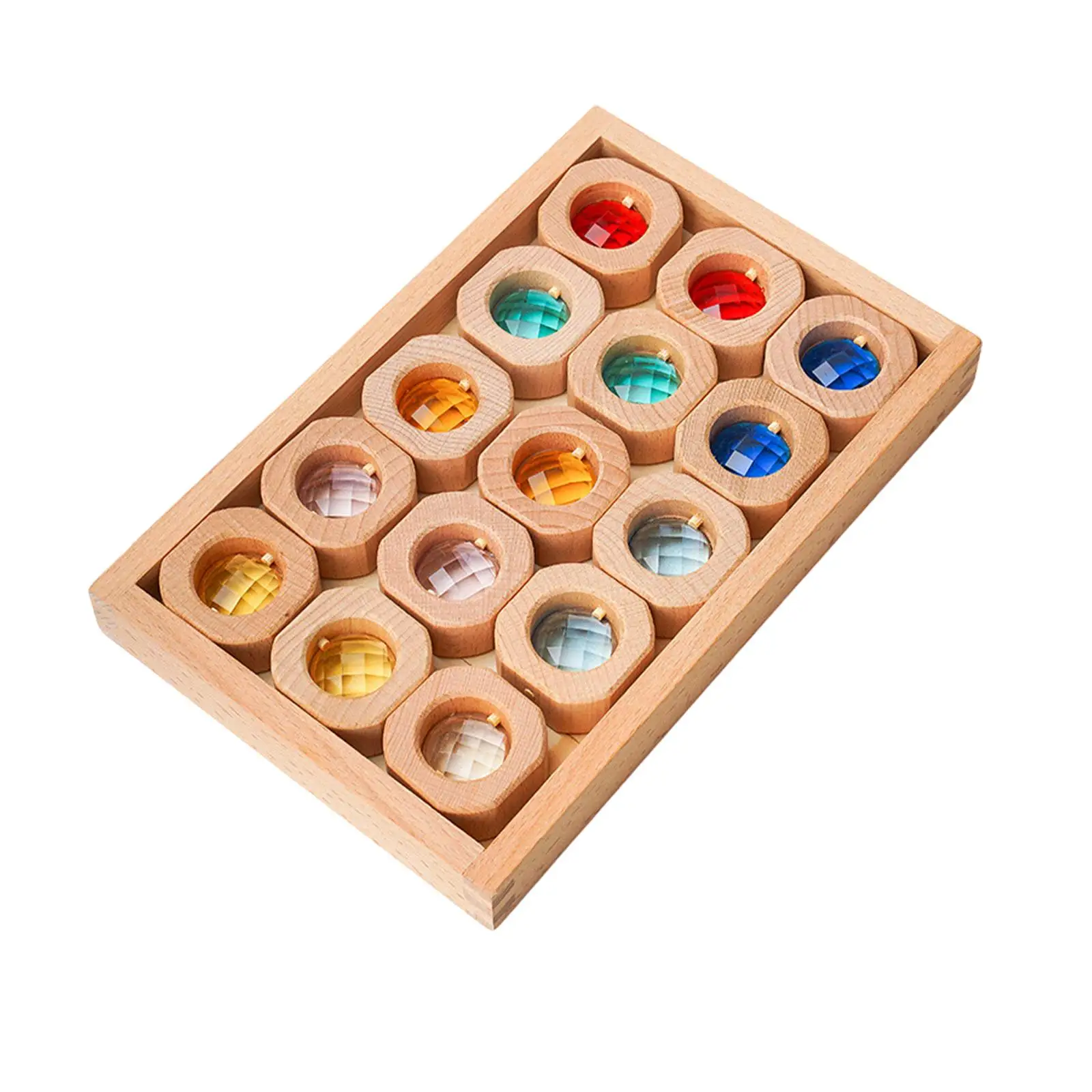 Wooden Building Blocks Set for Kids Stacking Toy with Storage Case Educational Toys Rainbow Acrylic Cubes for Birthday Gift