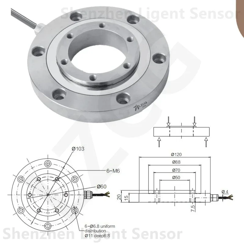 IN STOCK 30kN Ring Shaped Compression Force Sensor Stress Pressure Donut Load Cell 5/10/50kN Engineering Capacity Hollow Spoke D