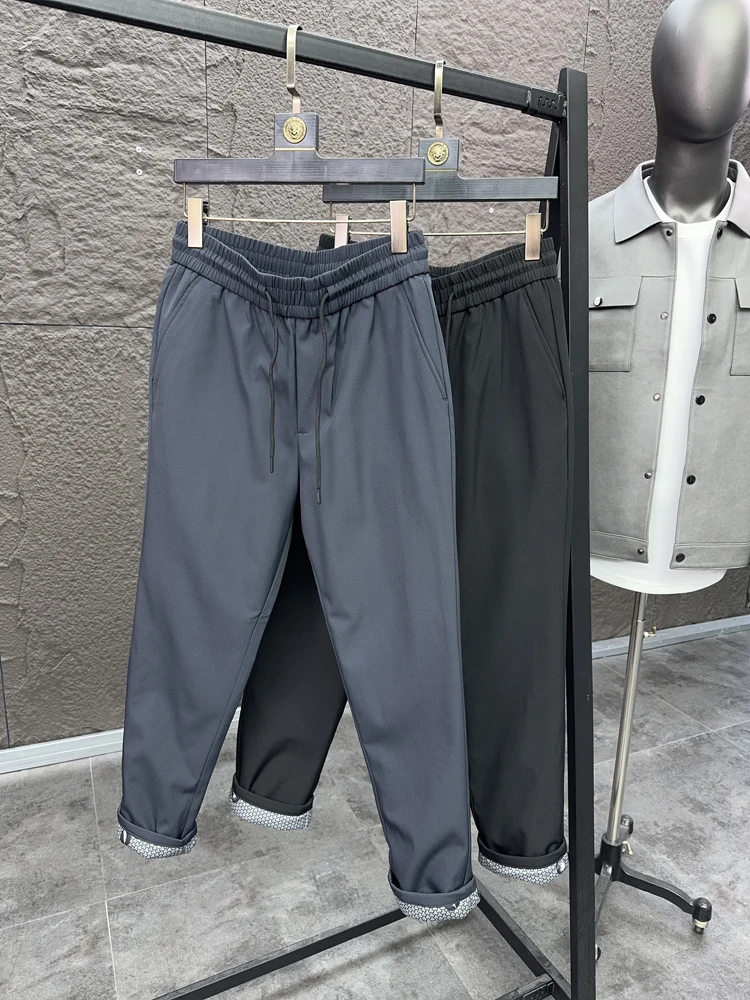 

Svip Du down Straight Leg Casual Pants Men's Thi Warm Faionable Color Winter Leisure Trousers Urban Sle