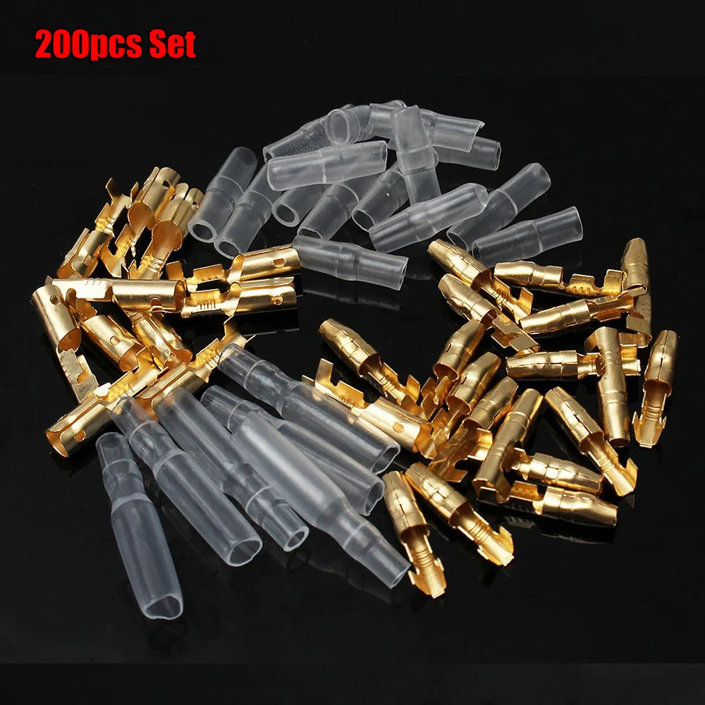 200pcs Terminal Male Female Electric Cable Wire Connector Socket Classic Terminal 3.9mm For Electric Equipment Accessories