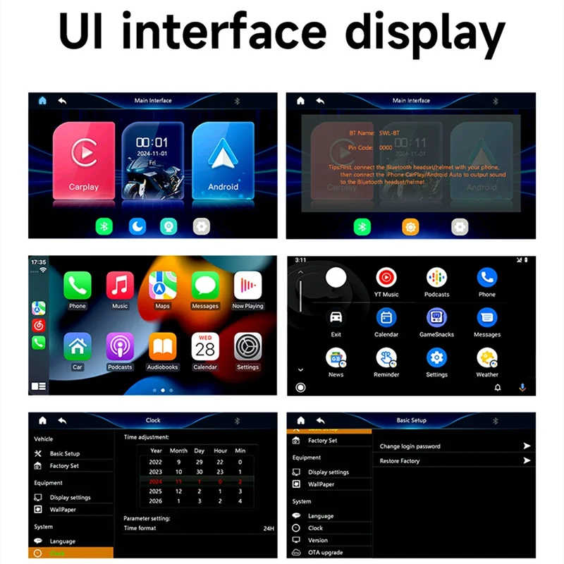 X39A-휴대용 무선 오토바이 Carplay 화면 5" 터치스크린 멀티미디어 플레이어 오토바이 네비게이션 시스템