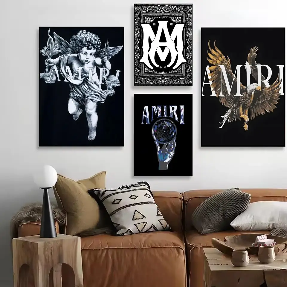 أزياء العلامة التجارية أ-أميري-is اللوحة الخط HD طباعة تجعد الحرة جدارية الفن صور لغرفة المعيشة ديكور جدران المنزل قماش