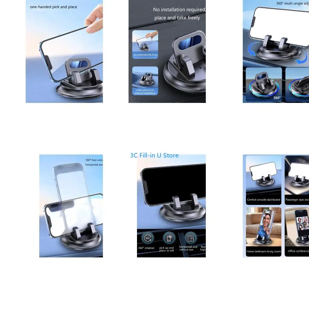 G8TA Car Phone Holder Car Dashboard Mount Holder for Most Cellphone 360 Degree Rotating Phone Stand Easy Installation Bracket