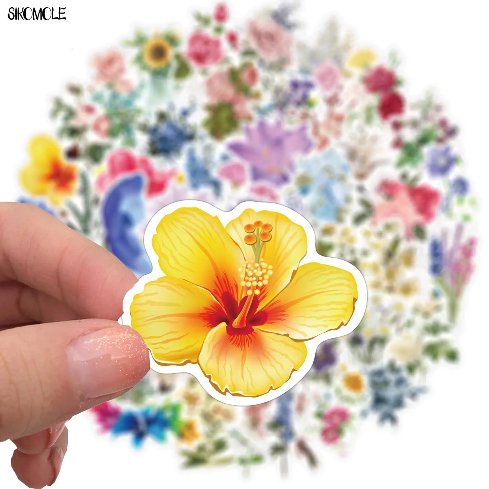 10/30/50PCS Mixed Pretty Flowers Stickers DIY Bike Travel Luggage Guitar Phone Laptop Classic Kid Toy Decals Graffiti Sticker F5