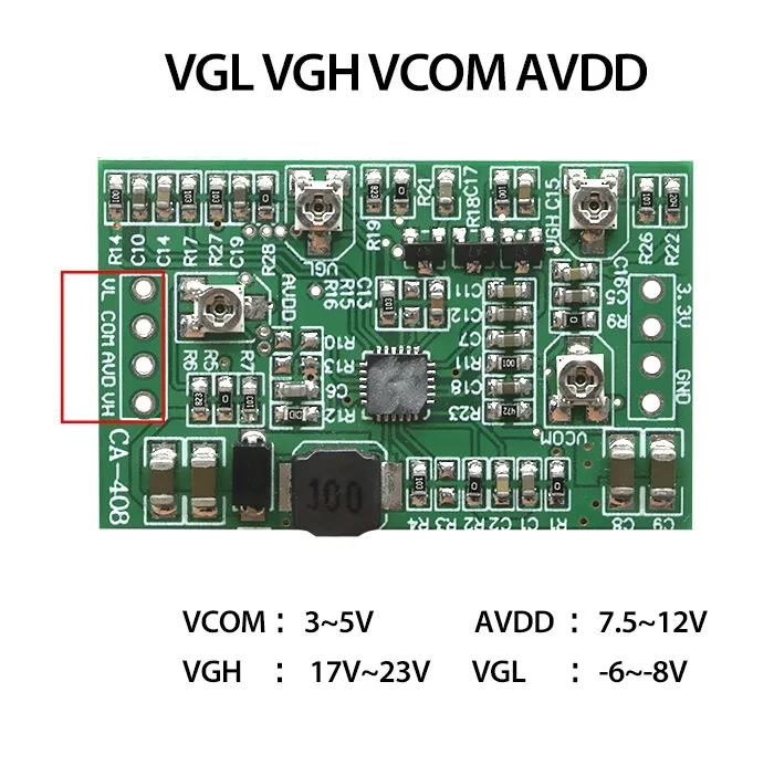 CA-508 12V CA-408 3.3V/5V Boost Board Module LCD TCON Board VGL VGH VCOM.AVDD 4 Channel Adjustable